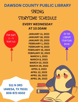 Storytime for ages 2-4 years old